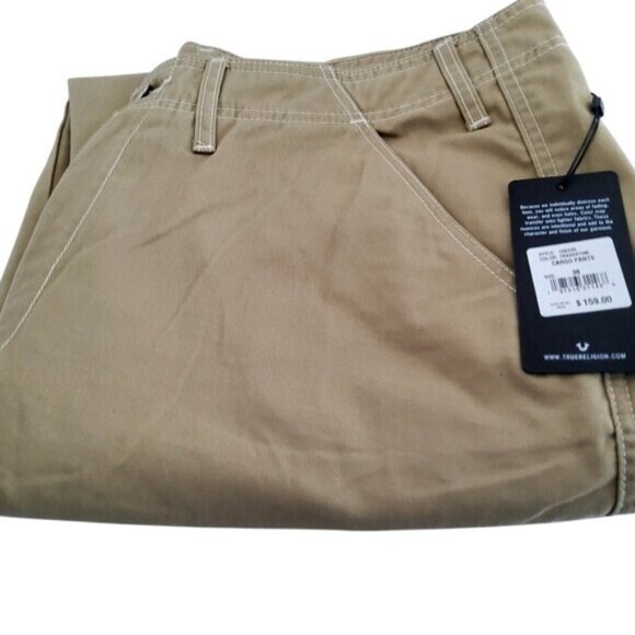 New True Religion Jeans Men 36x32 Travertine Cargo Pants Baggy Relaxed Skater - Picture 1 of 14
